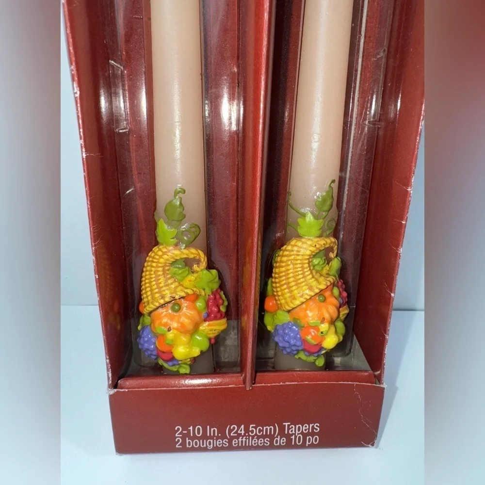 NIB Set of 2 Vintage Thanksgiving  Candles - 10” tapers